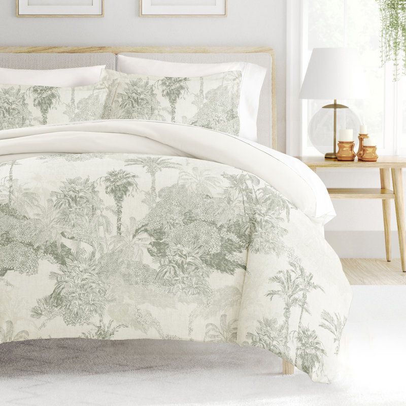 Patterned Ultra Soft 3 Piece Duvet Cover Set - Serenity, King/Cal-King, Paradise Toile Eucalyptus