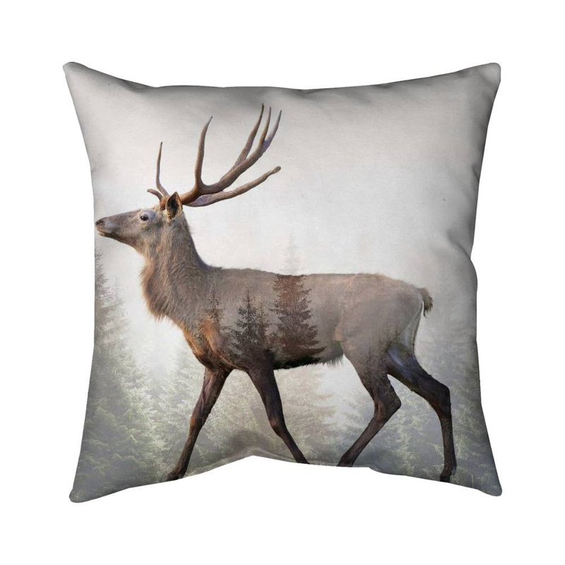 Large plume roe deer - 18"x18" Throw pillow cover - Poly twill - Print on demand