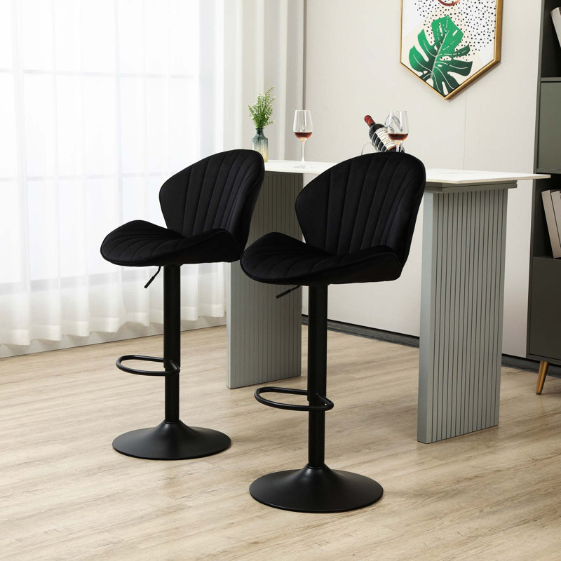 Tabourets de bar Hadeeqa (ensemble de 2) - Tabourets réglables avec dossier et repose-pieds, chaises de bar à hauteur de comptoir pour la cuisine