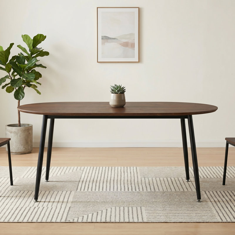 Table de salle à manger extensible en bois manufacturé de 39 à 71 po, Noyer, Noir