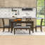 Ensemble de table de salle à manger en bois avec table rectangulaire, 4 chaises rembourrées et banc
