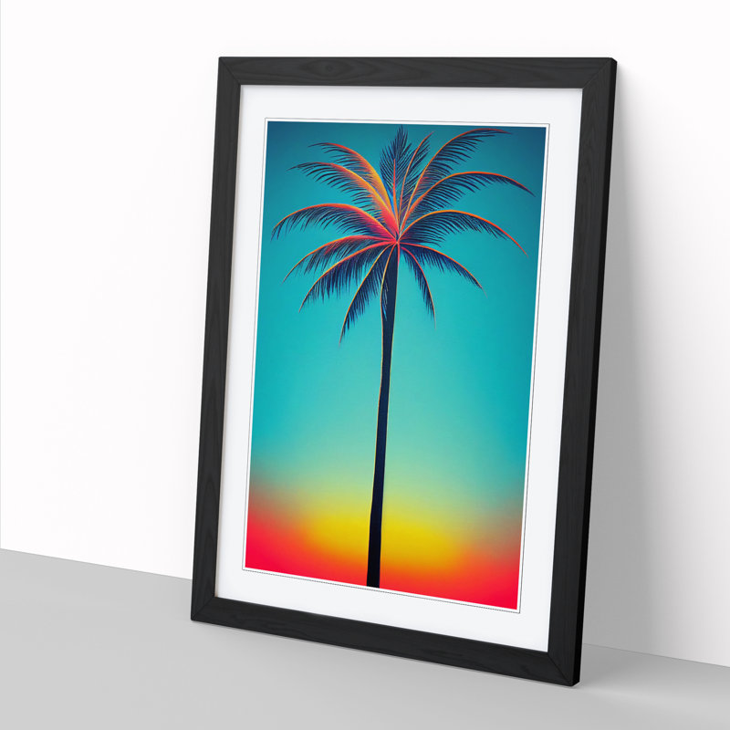 Palm Tree Vol.2 - Single Picture Frame Painting, 34cm H x 25cm W x 2cm D, Oak