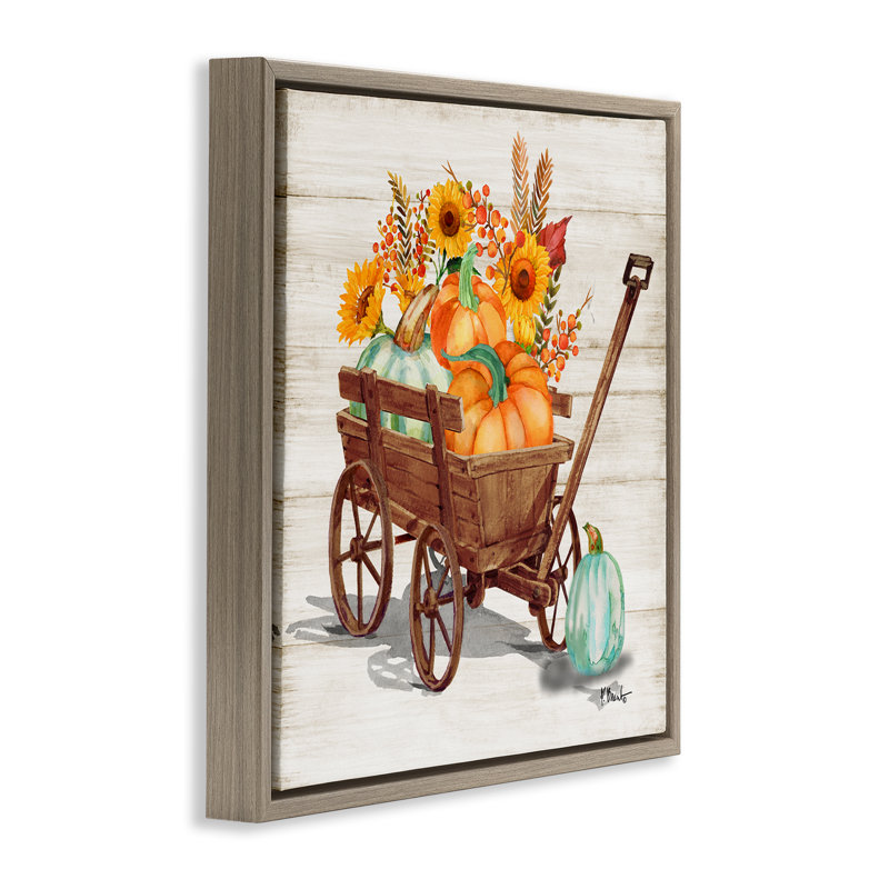 "Farm Harvest Wagon", art mural sur toile par Paul Brent, Cadre flottant orme Montalcino, H 18 po x l 18 po