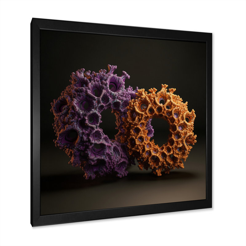 " Antosophylium 3D Coastal Creature ", 24" H x 24" W x 1" D, Black Single Picture Framed