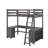 Full Size Loft Bed With Desk, Drawers And Shelves-1221977206