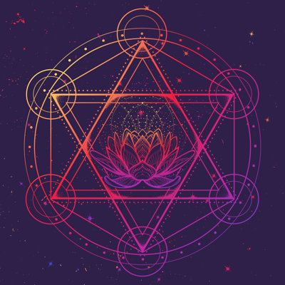 Hexagram With Lotus by Anton Tokarev - Wrapped Canvas Print