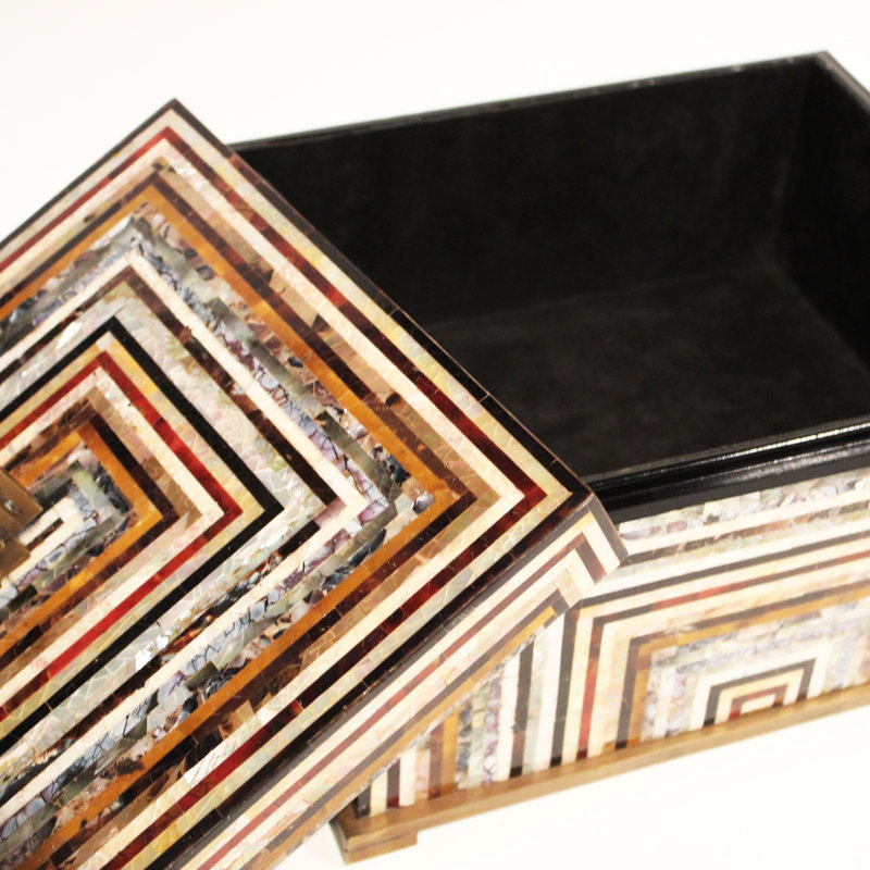 Pinstripe Wood Decorative Box
