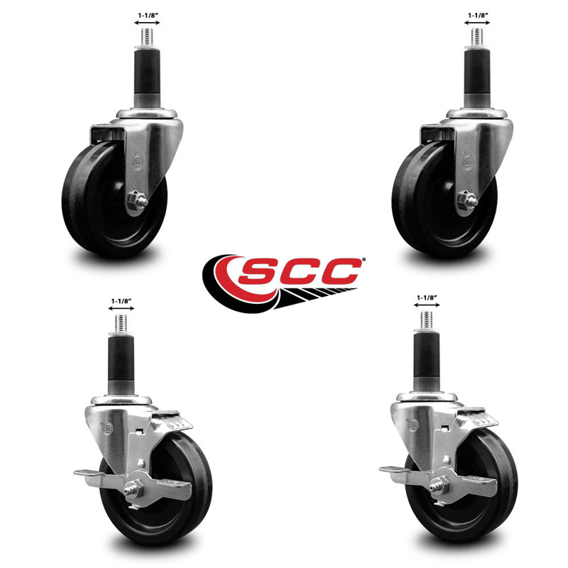 Ensemble de roulettes extensibles pivotantes à roulettes Phenolique 2 freins SCC TLB 4 po x 1-1 / 8 po