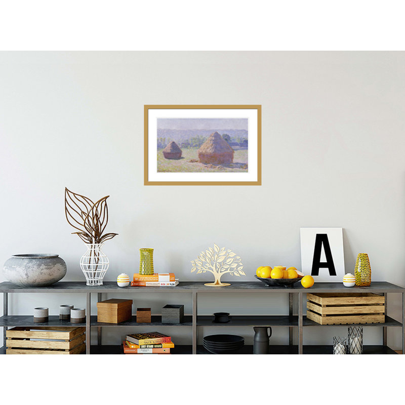 «Grainstacks at the end of the Summer Morning» par Claude Monet, impression giclée encadrée, H 20,17 po x l 29,5 po