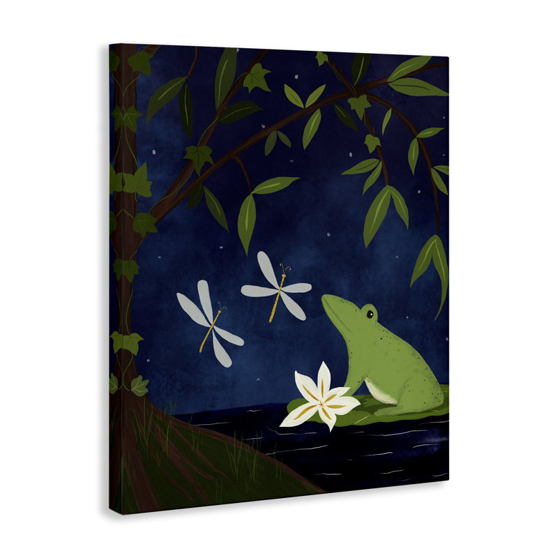  «Frog in Night Forest», art mural sur toile par Michelle Ingari Designs, H 20 po x l 16 po