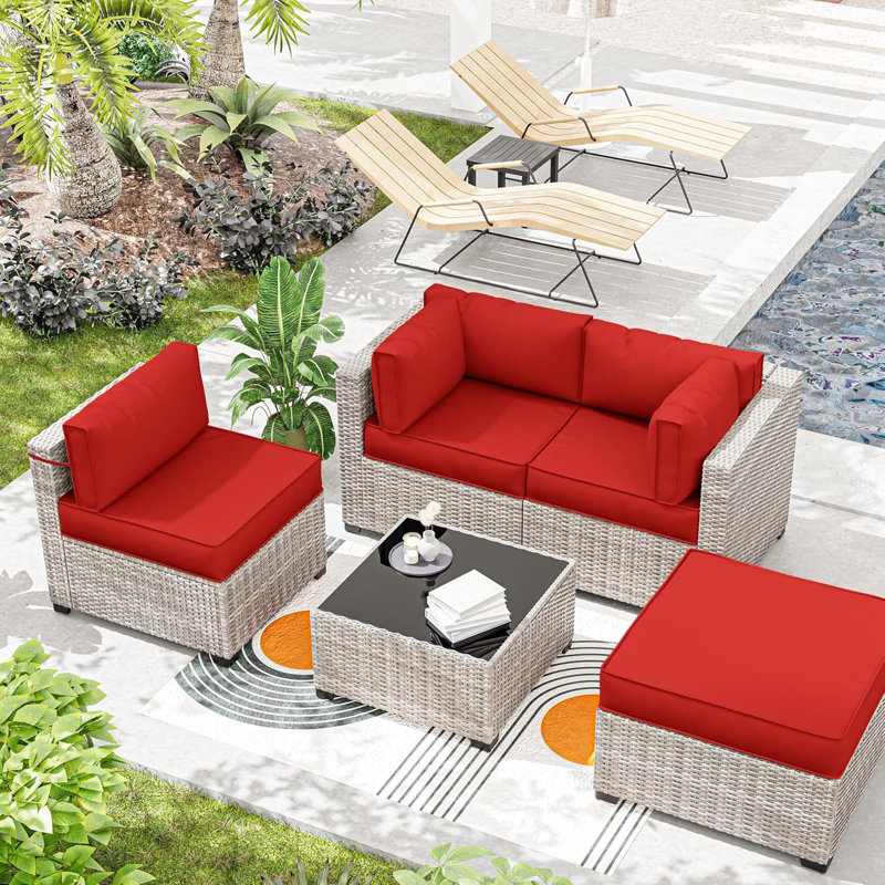 9 housses de coussins d'extérieur pour 9 pièces avec 4 housses de patio (seulement), Rouge