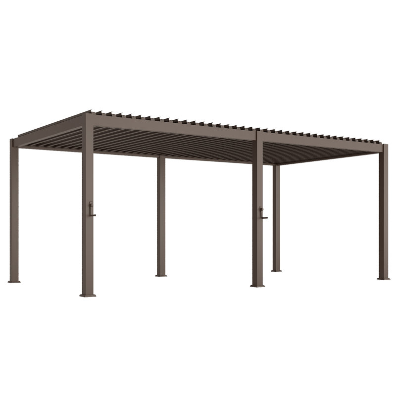 Durable Metal Pergola with Adjustable Louvered Roof for Outdoor Garden, 10 ft x 20 ft