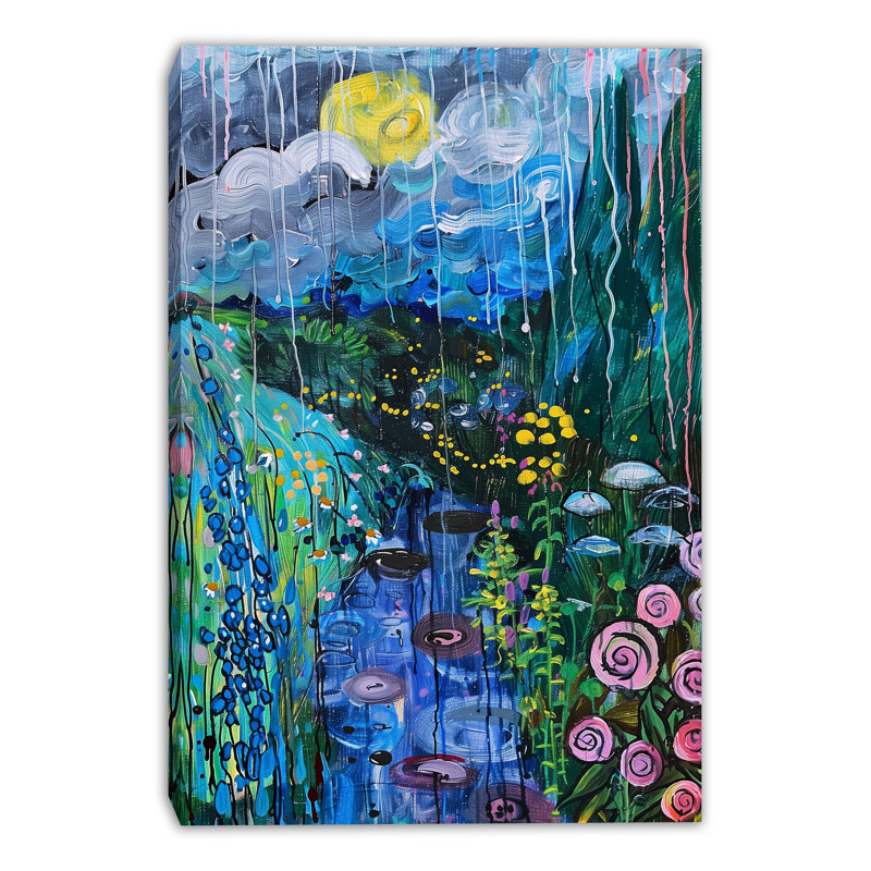 «Rain Over Hidden Stream», art mural sur toile tendue, H 16 po x l 12 po x P 1 po