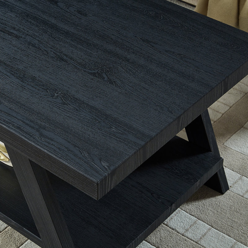 Table de bout avec rangement Angeleca, H 22 po x l 23,5 po x P 14 po, Noir / Noir