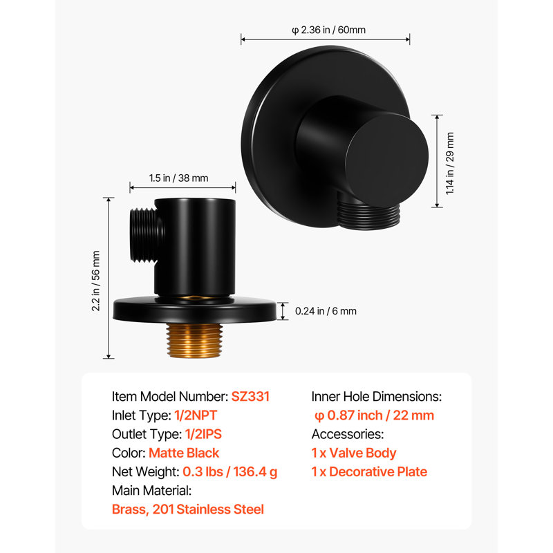 Wall Mounted Supply Elbow Brass Round Wall Supply Elbow Matte Black