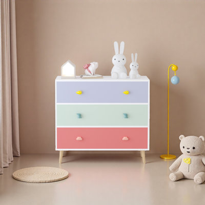 Kids 3 Drawer Dresser, Baby Nightstand For Bedroom, Storage Cabinet For Toddler Child For Living Room, Toddler Room, Nursery, Closet, Apartment