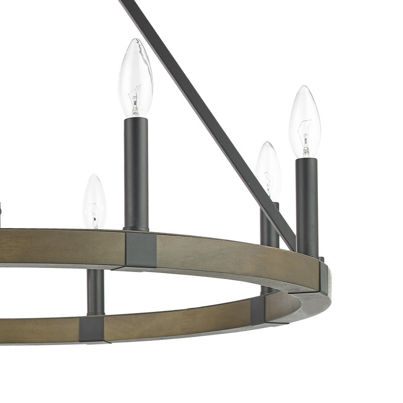 Minooka 8 - Light Dimmable Wagon Wheel Chandelier