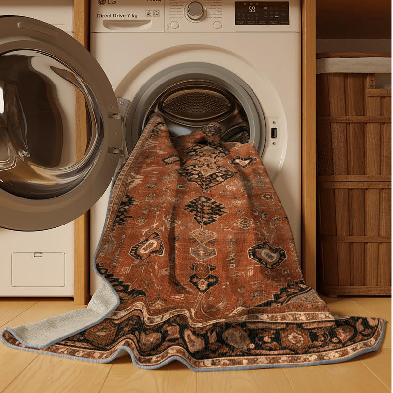 Tapis brun lavable à la machine, Carré 4 pi