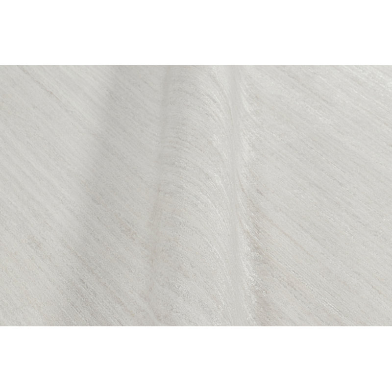 Hand Knotted Silk Striped Area Rug in White, Rectangle 12' x 15'