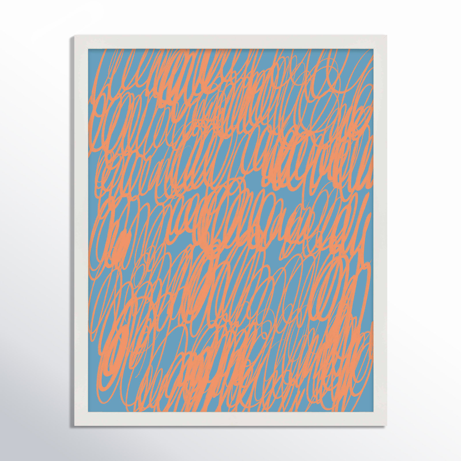 Color Squiggles 2 by Jacques Pilon, White Single Structure Framed Paper, 50" H x 40" W x 1.25" D