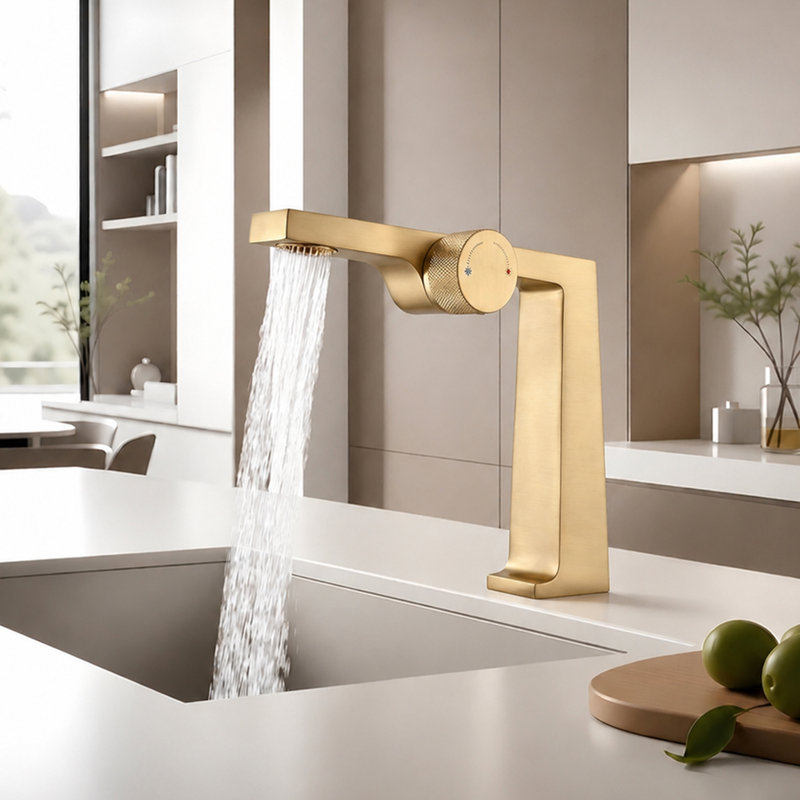 Single-Hole Single-Handle Bathroom Faucet, Brushed Gold