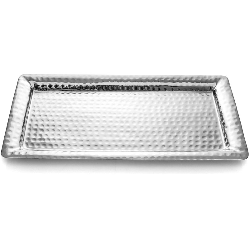Plateau de service décoratif en métal martelé à la main, cuivre antique, L 16 po x P 8 po x H 1,75 po, Cuivre antique