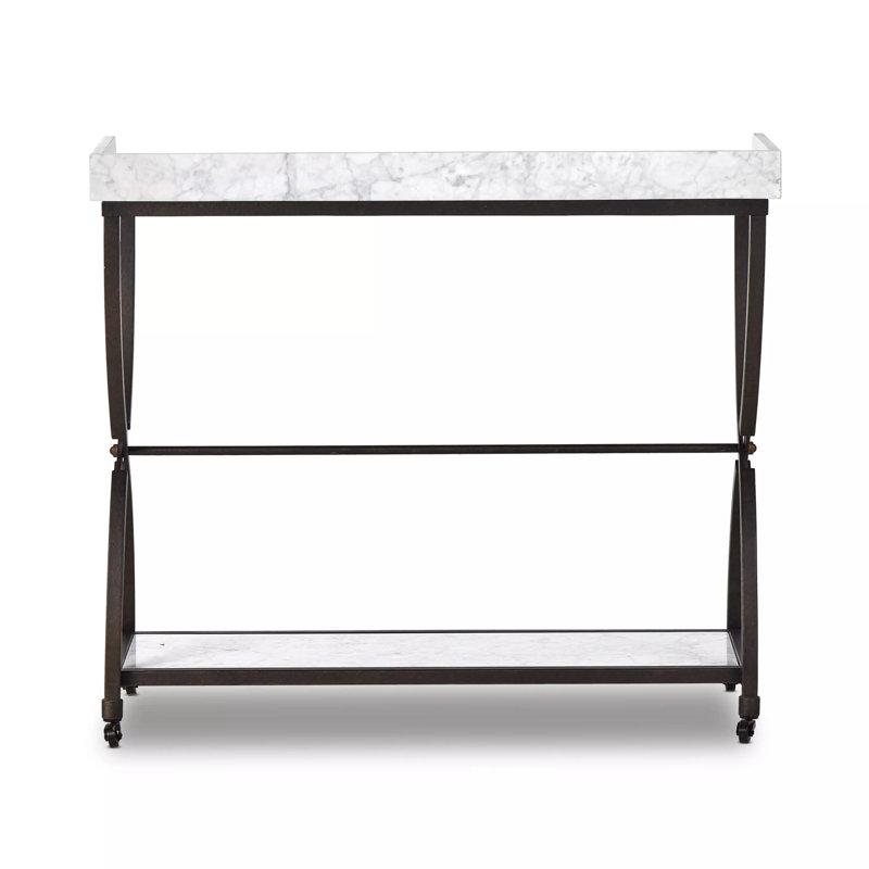 Six Beers 43'' W Console Table, White, Brown