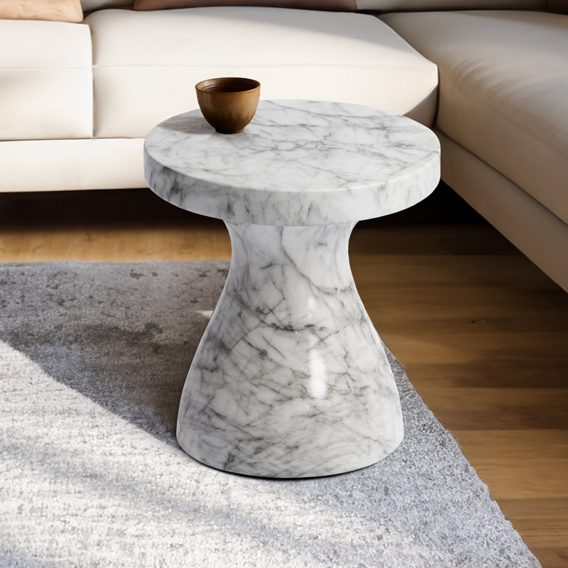 Monia Side Table, Faux White Marble