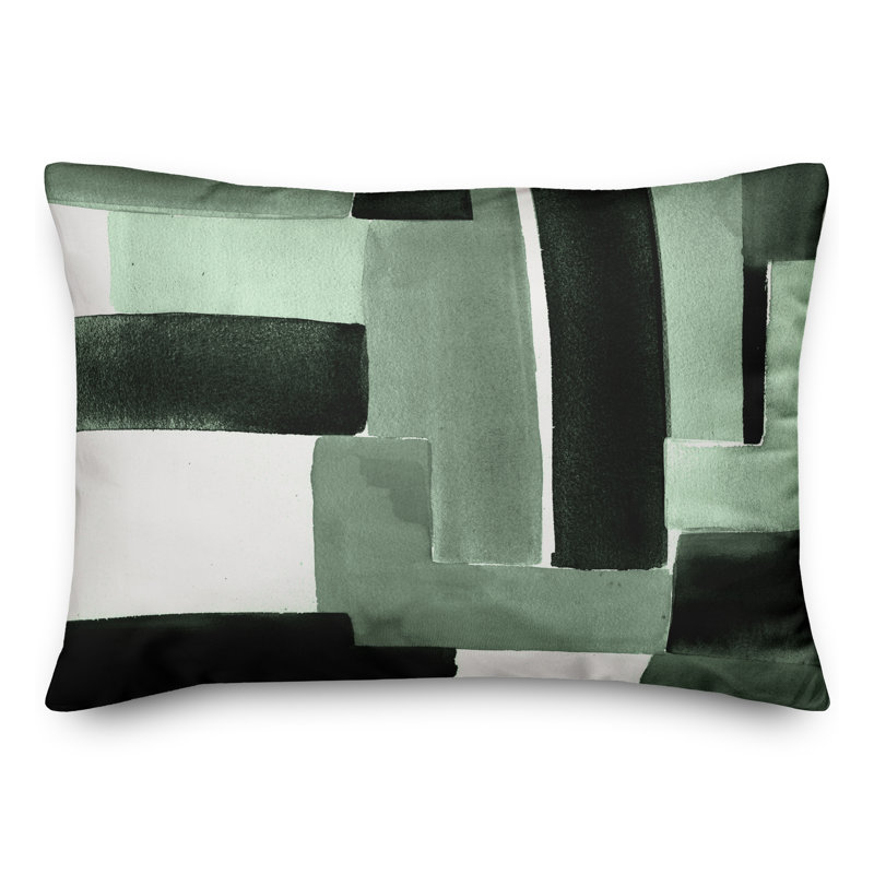 Dulzaides Abstract Outdoor Reversible Throw Pillow, Green