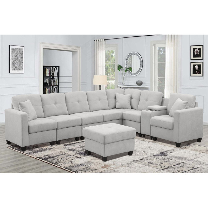 Penta Sandridge Sectional, Light Gray Velvet