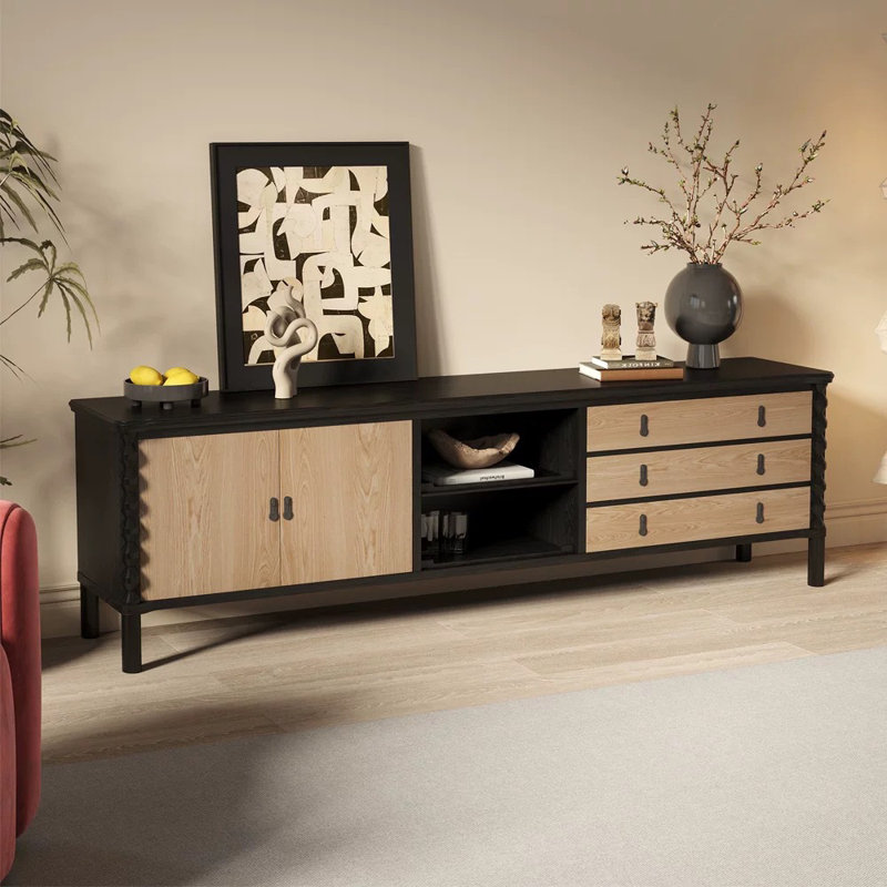 Meuble télé avec rangement français rétro, H 25,59 po x L 78,74 po x l 17,72 po