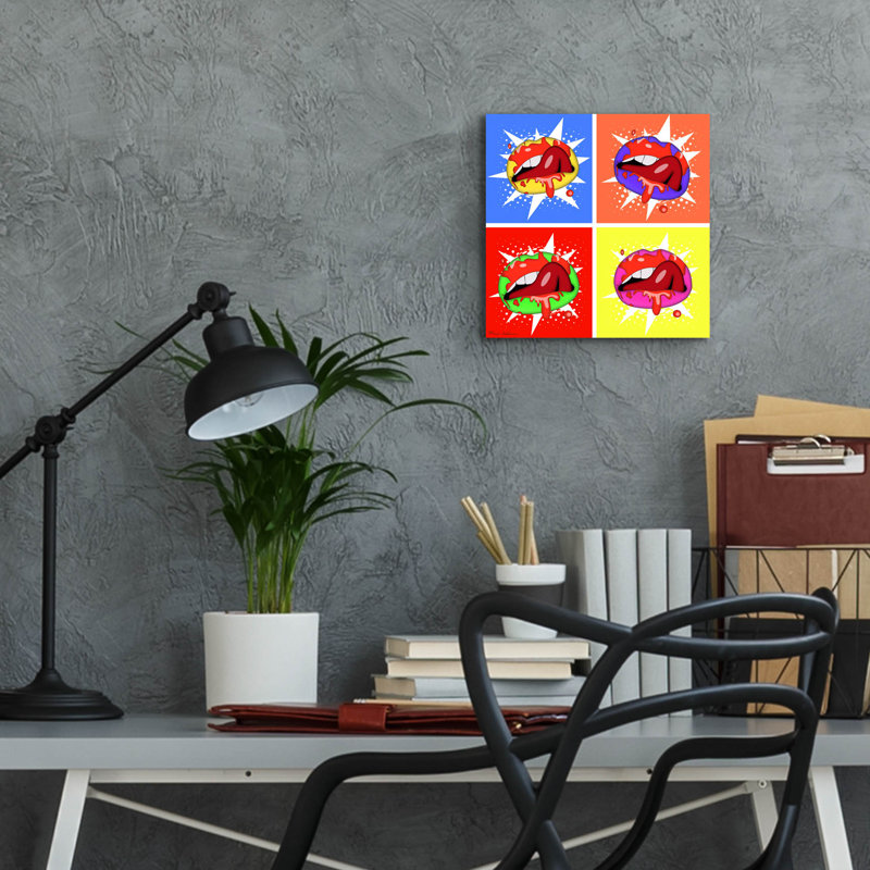  «Lips 3» par Mark Ashkenazi, art mural en verre acrylique, 12 po x 12 po, H 12 po x l 12 po x P 0,13 po