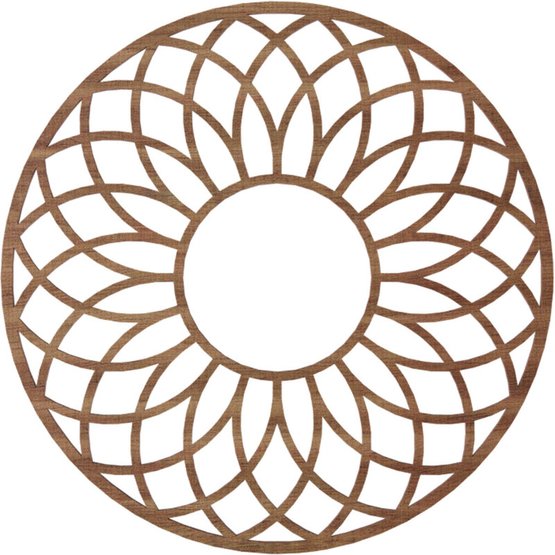 Médaillon de plafond en bois d'aulne 20 pi x P 7/8 po x P 3/8 po, aulne, Noyer, H 18 po x l 18 po x P 0,38 po