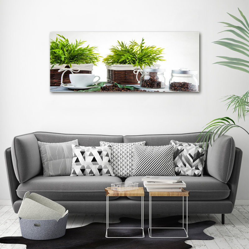 Home And Coffee Theme - No Frame Print on Glass, Canvas, 50cm H x 125cm W x 2cm D