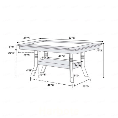 Dining Table Silver Finish Rubber Wood Center Glass Top  Table w Shelve Dining Room Furniture
