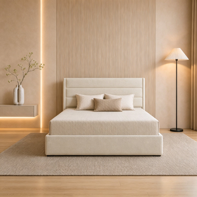  Lit de rangement rembourré Denicolais, Double, Beige
