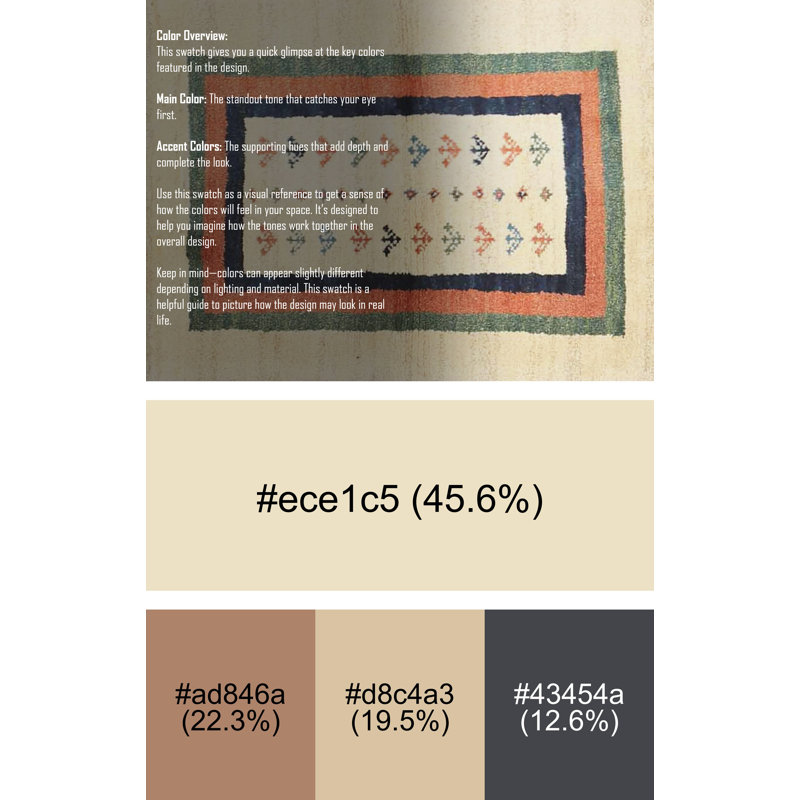 Tapis contemporain beige / vert / bleu, Rectangle 2 pi x 5 pi