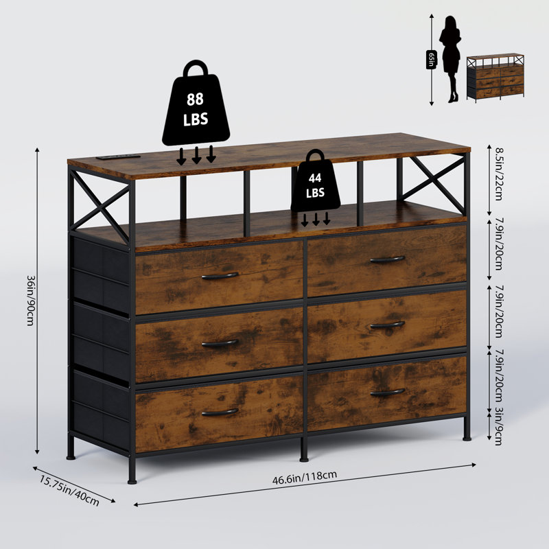Armoire de rangement à 6 tiroirs en métal Moise