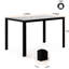 4 tables de salle à manger avec plateau en verre trempé et support en métal, 29,5 po x 45,98 po x 26,95 po, noir, plateau de charge maximal de 170 lb pour 4 personnes, 26,95 po x 29,5 po x 45,98 po,