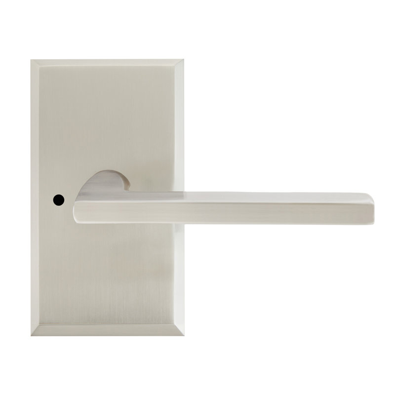 Levier d'intimité Bravura 839-G1 Delray sur rosette rectangulaire biseautée en nickel satiné