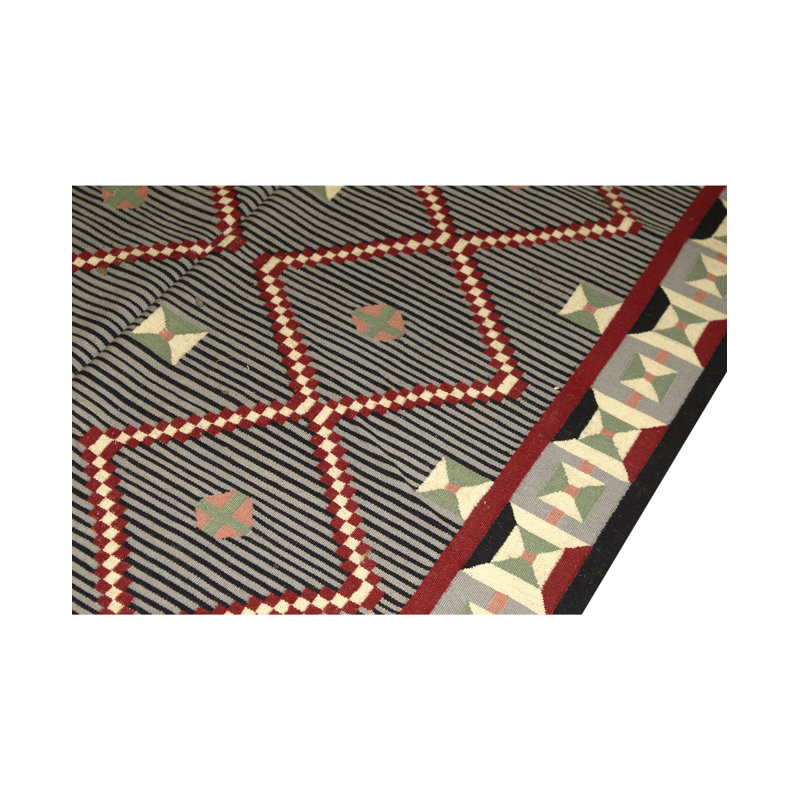 Tapis marocain en laine noué à la main gris / rouge / beige