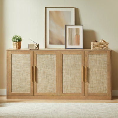 67" Rattan 4-Door Buffet Cabinet
