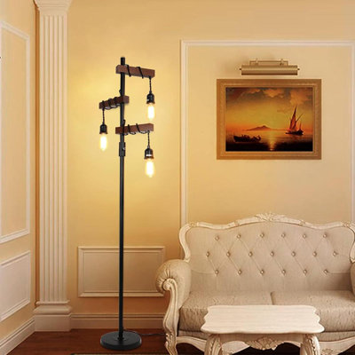 Lampe sur pied (bois naturel + caramel)