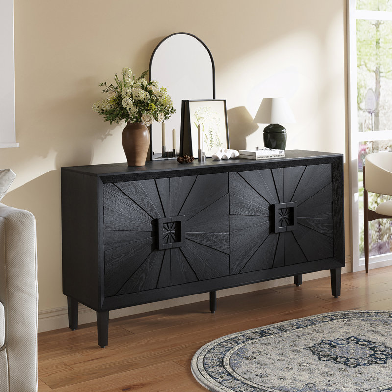 Charming Rustic Farmhouse Storage Cabinet with Innovative Design and Versatile Use, Black
