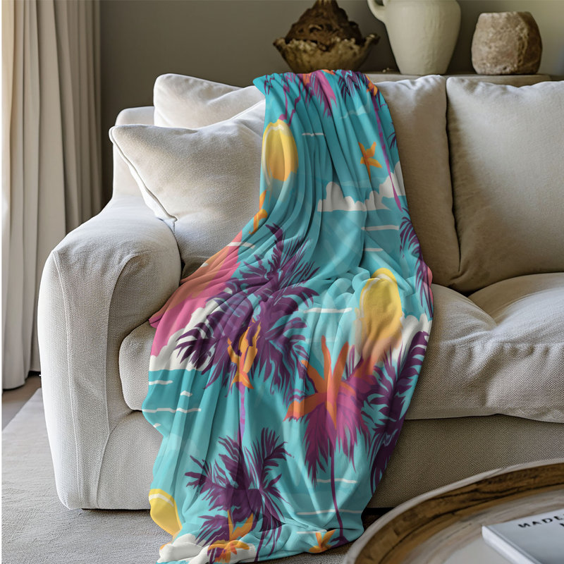 Paysage tropical - couverture sherpa de qualité supérieure 1 pièce, Grand lit