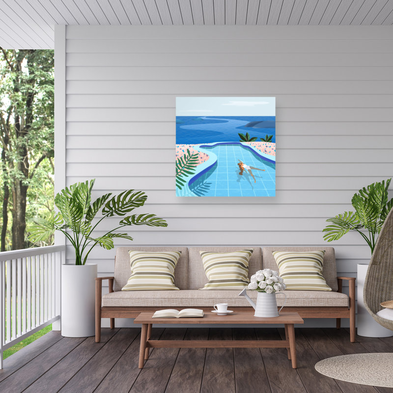 «Bachelor Girl in Pool», reproduction sur toile, H 14 po x l 14 po