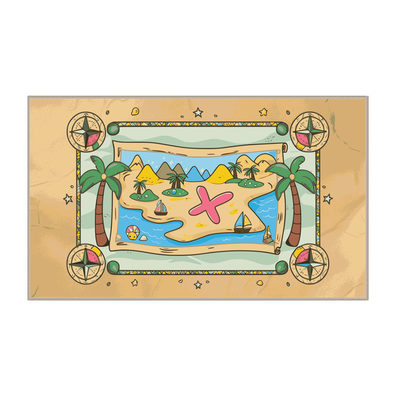 Tapis lavable pour enfant East Urban Home Pirates_Pir016, Rectangulaire 7 pi x 10 pi
