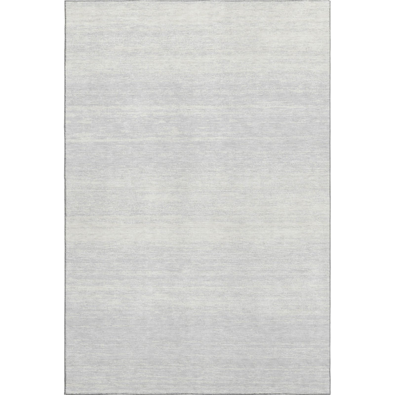 Tapis argenté de qualité supérieure lavable à la machine Prisco, Rectangle 10 pi x 14 pi