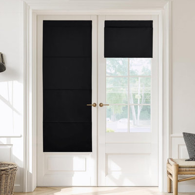 Magnetic Blackout Door Blinds, No Drill Roll Up French Door Curtain for Window, Thermal Insulated Light Blocking Shades for Sidelight Glass Window, 1 Panel