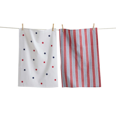 Stars & Stripes Dishtowel Set of 2  Kitchen Towels for Everyday Use, Machine Washable.